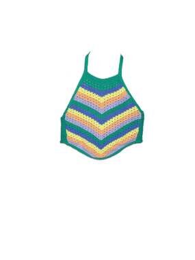 Streetwear Society Rainbow Chevron Crochet Halter Crop Top